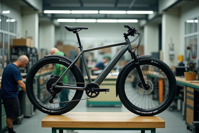 Golden Age Gears workshop showing an e-bike in assembly